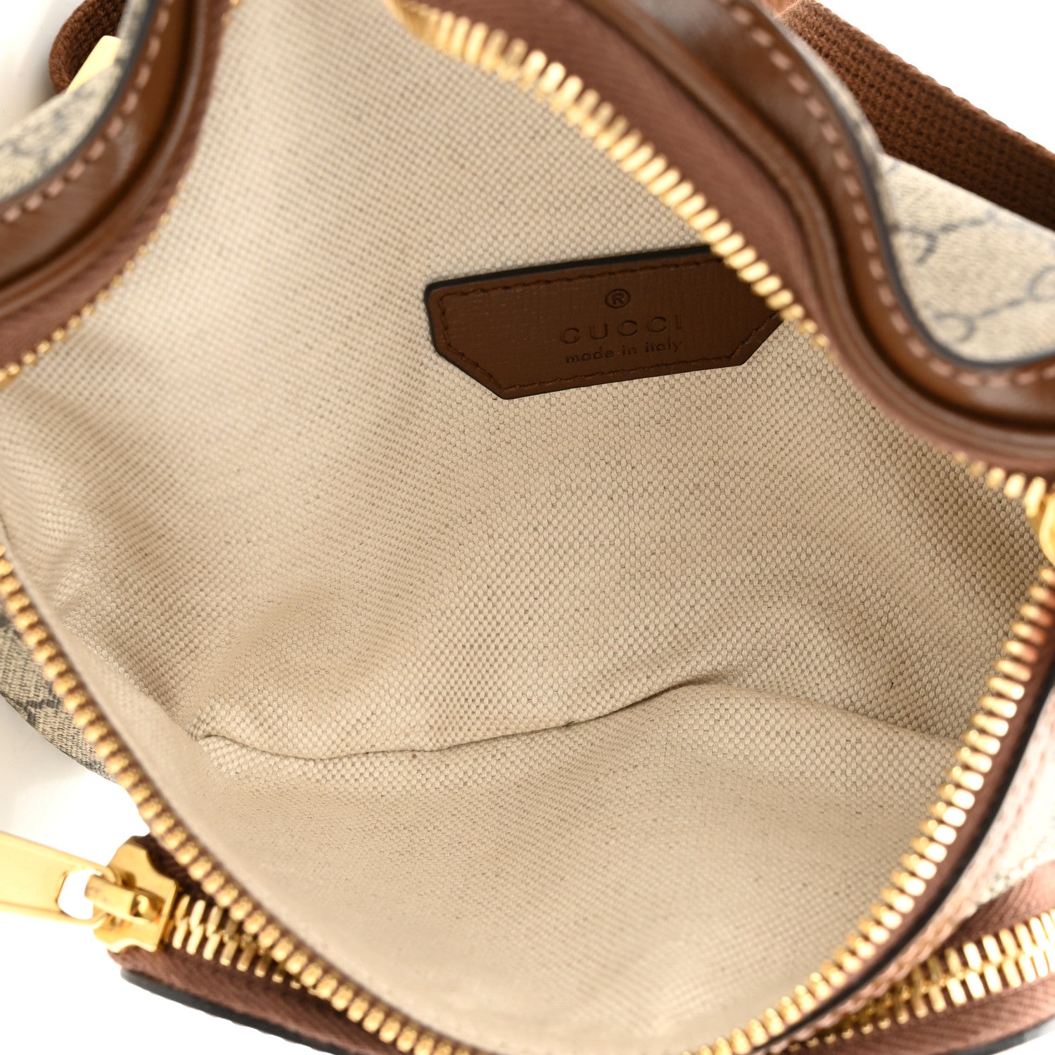 Gucci GG Supreme Monogram Textured Calfskin Retro Interlocking G Belt Bag Beige Ebony Brown Sugar 5 of 9