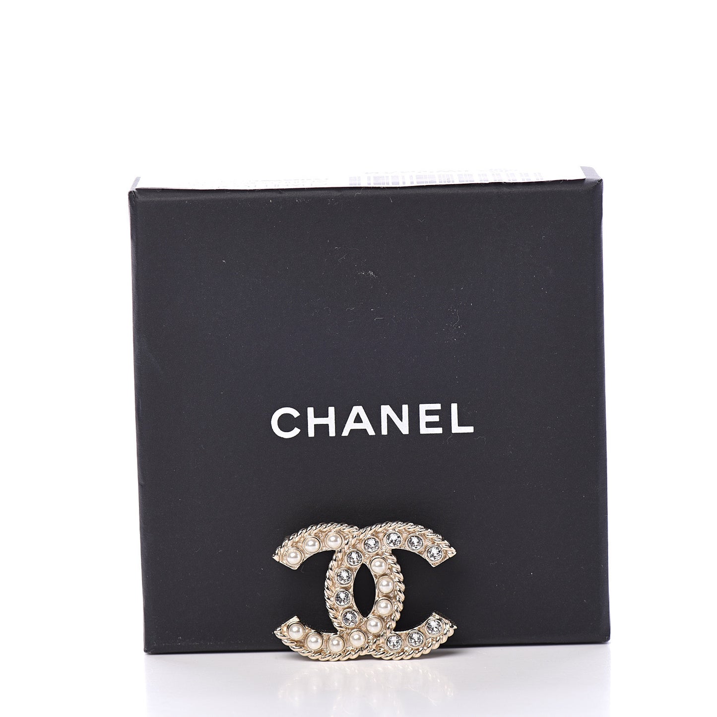 Pearl Crystal April In Paris CC Brooch Gold