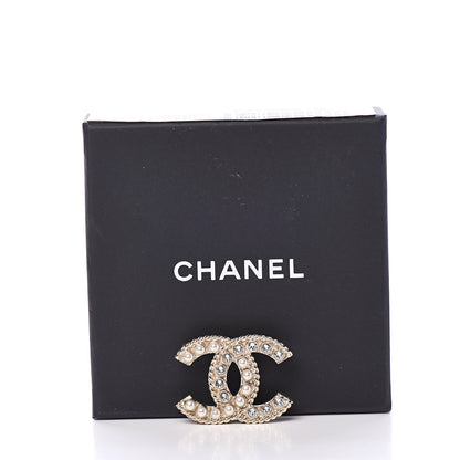Chanel Pearl Crystal April In Paris CC Brooch Gold 4 of 4