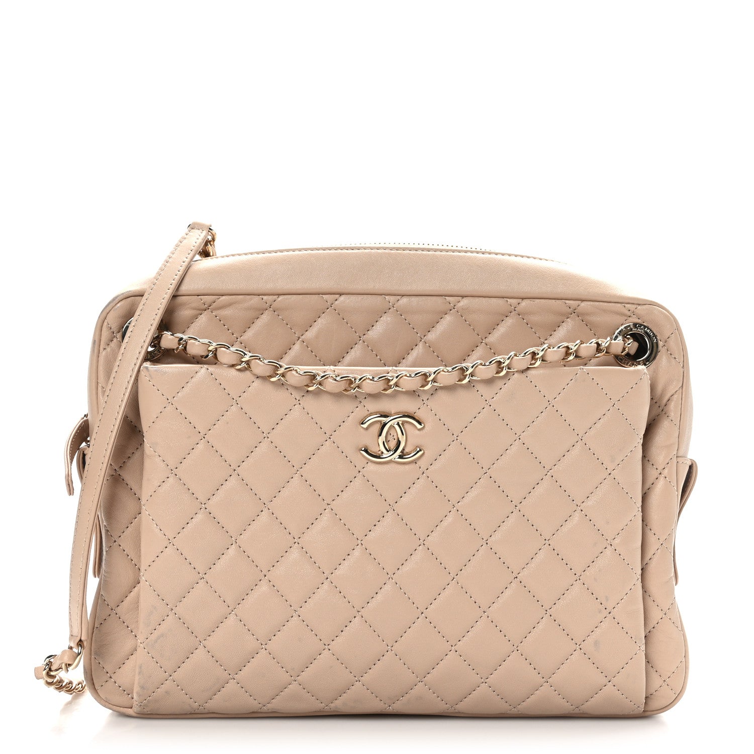 Chanel Lambskin Quilted Camera Case Beige 1 of 11