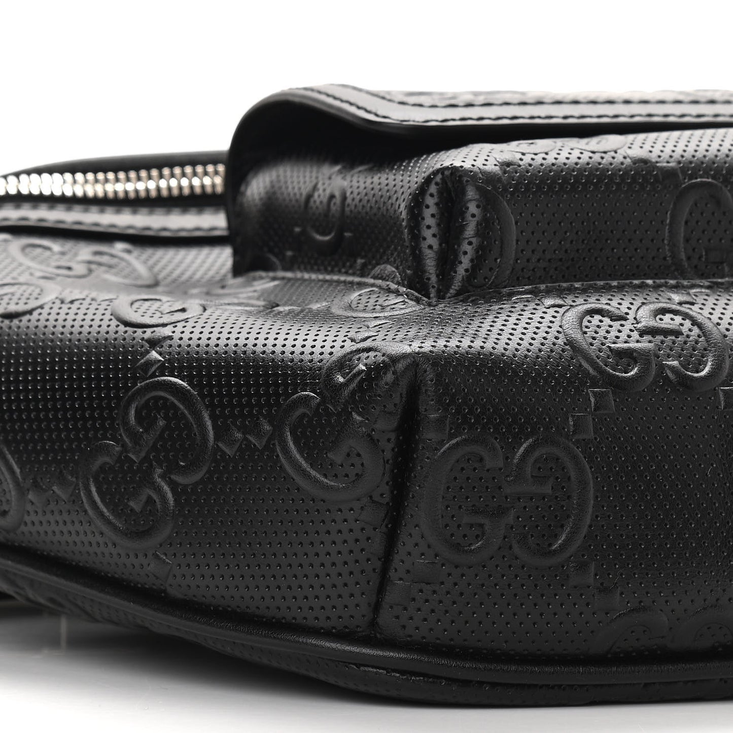 Calfskin GG Tennis Embossed Pocket Belt Bag Black