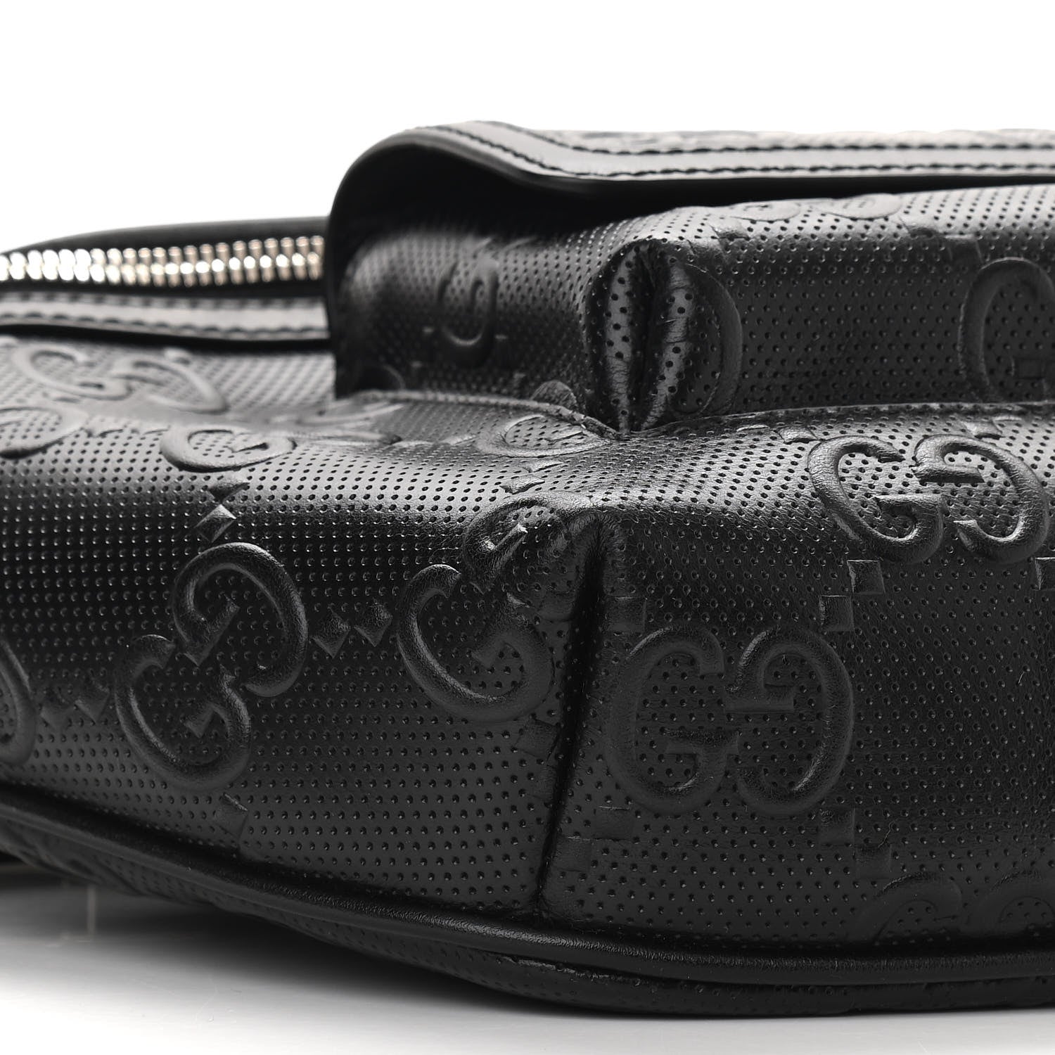 Gucci Calfskin GG Tennis Embossed Pocket Belt Bag Black 10 of 11