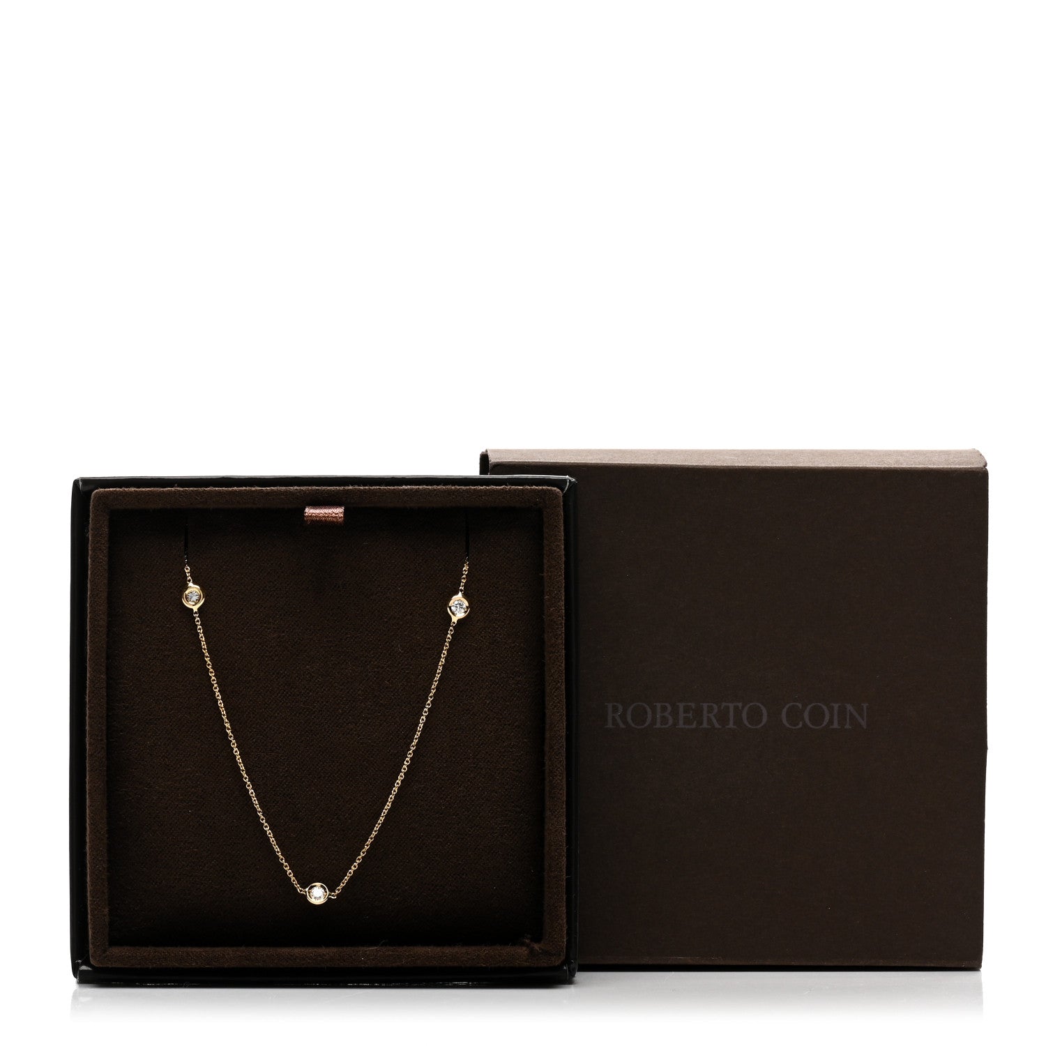 Roberto Coin 18K Yellow Gold Diamond .25ct Diamonds By The Inch Five Station Necklace 5 of 5