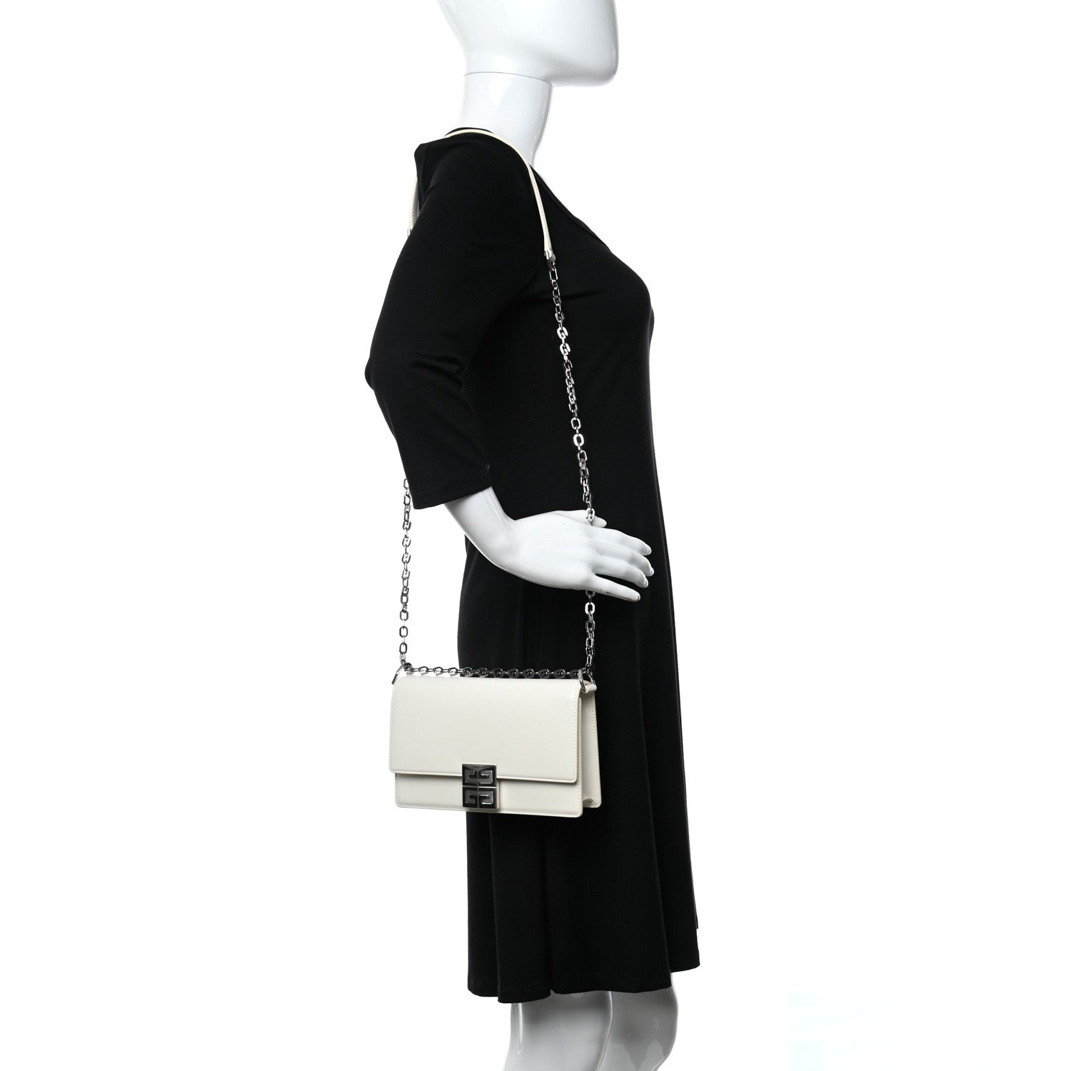 Givenchy Box Calfskin Medium 4G Shoulder Bag Ivory 2 of 10