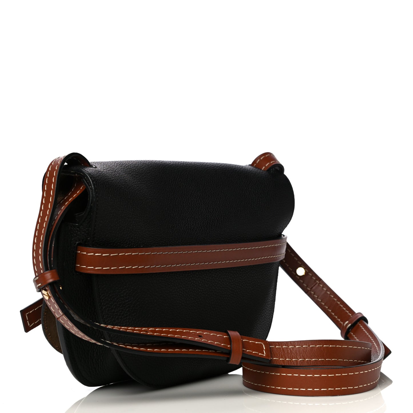 Grained Calfskin Small Gate Crossbody Bag Pecan Black