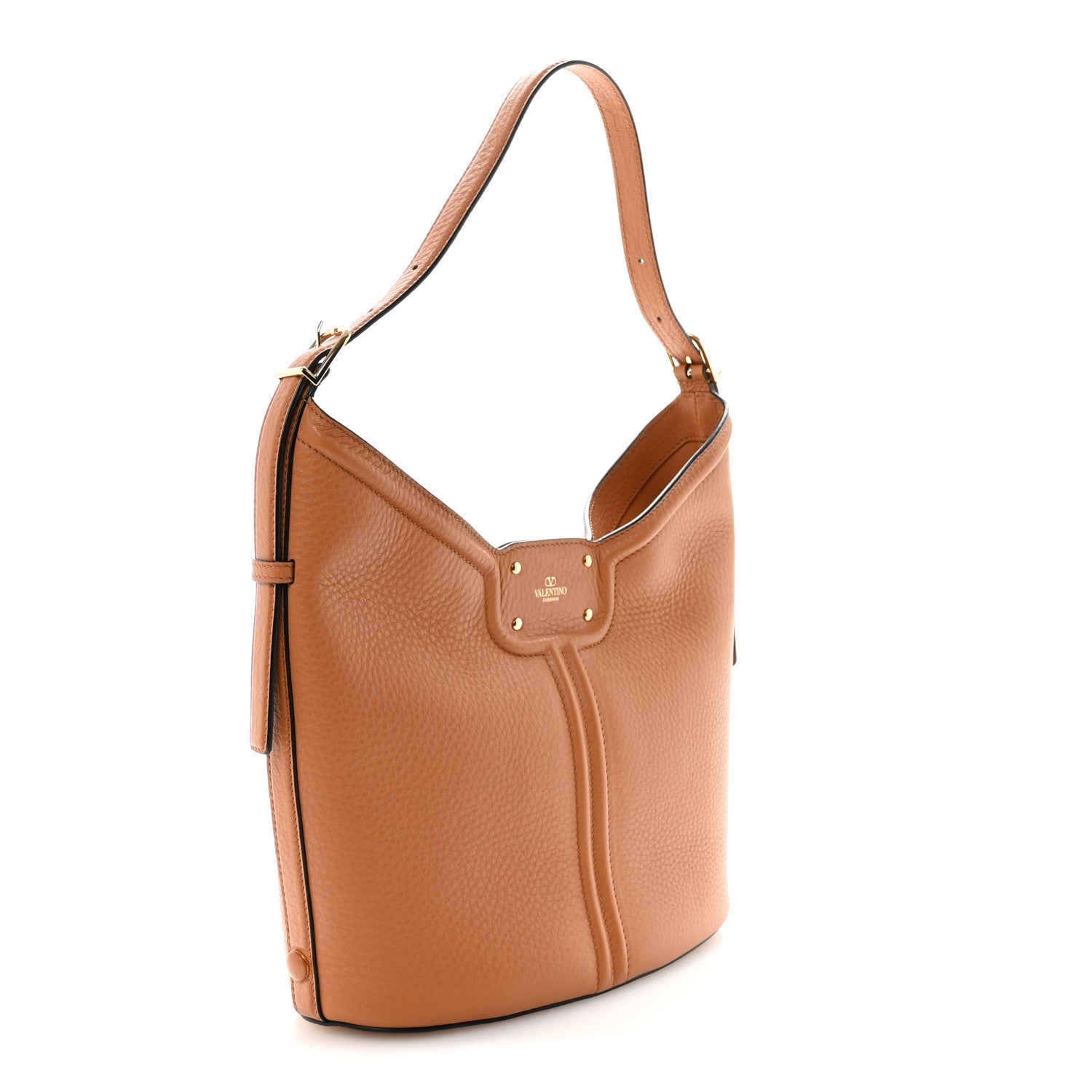 Valentino Garavani Grainy Calfskin Vertical Hobo Bag Almond Beige 3 of 9