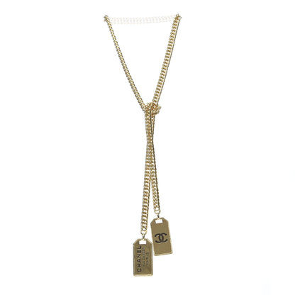 Chanel Metal ID Dog Tag Charm Necklace Gold 5 of 5
