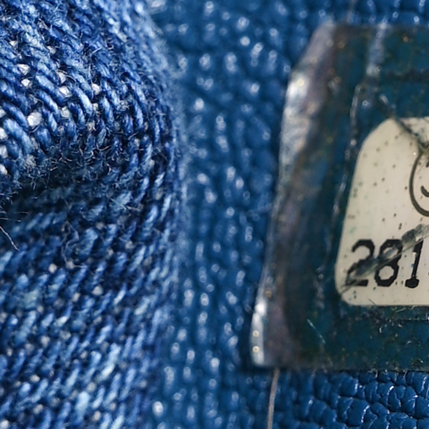 Denim Shearling Hieroglyph Coco Tote Blue