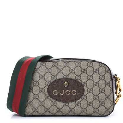 Gucci GG Supreme Monogram Web Neo Vintage Shoulder Bag Beige New Acero Crop 1 of 16
