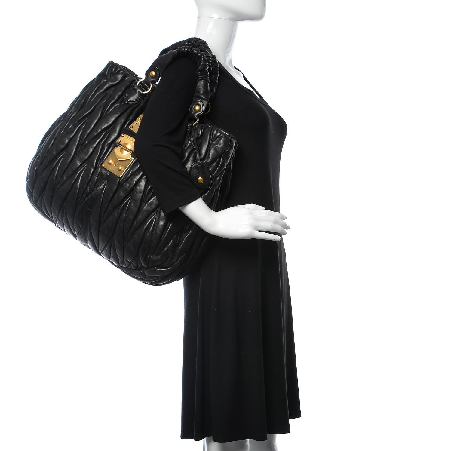 Miu Miu Nappa Matelasse Shopping Tote Black 2 of 11