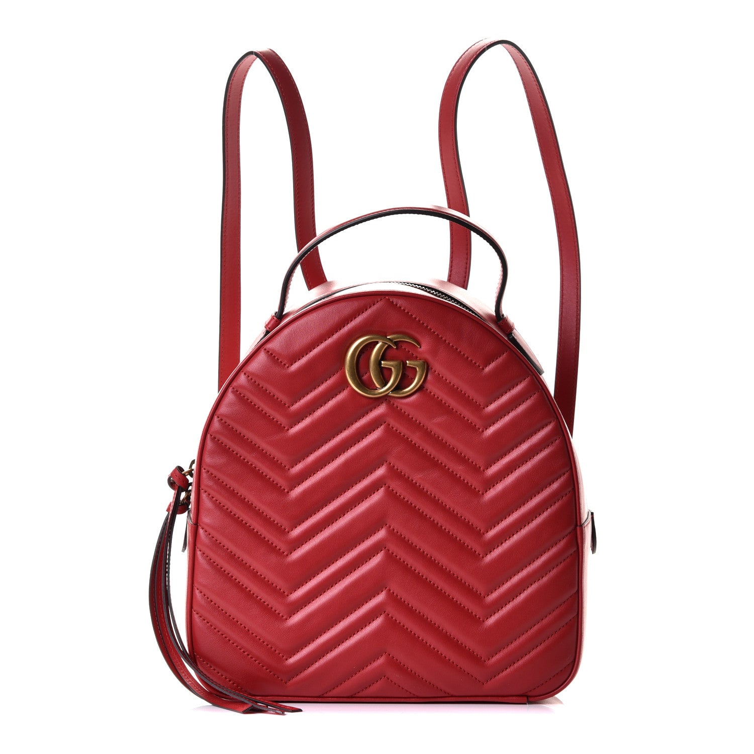 Gucci Calfskin Matelasse GG Marmont Dome Backpack Hibiscus Red 1 of 6