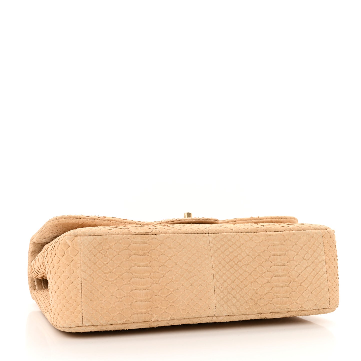 Snakeskin Jumbo Double Flap Beige