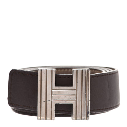 Hermes Taurillon Clemence 32mm Cadena H Belt 90 Chocolate 1 of 9