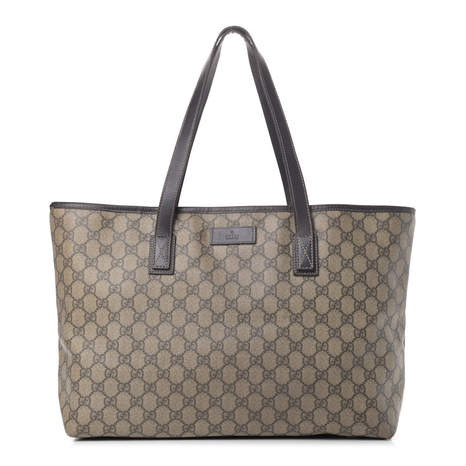 Gucci GG Supreme Monogram Medium Zippered Shopping Tote Dark Brown 1 of 8