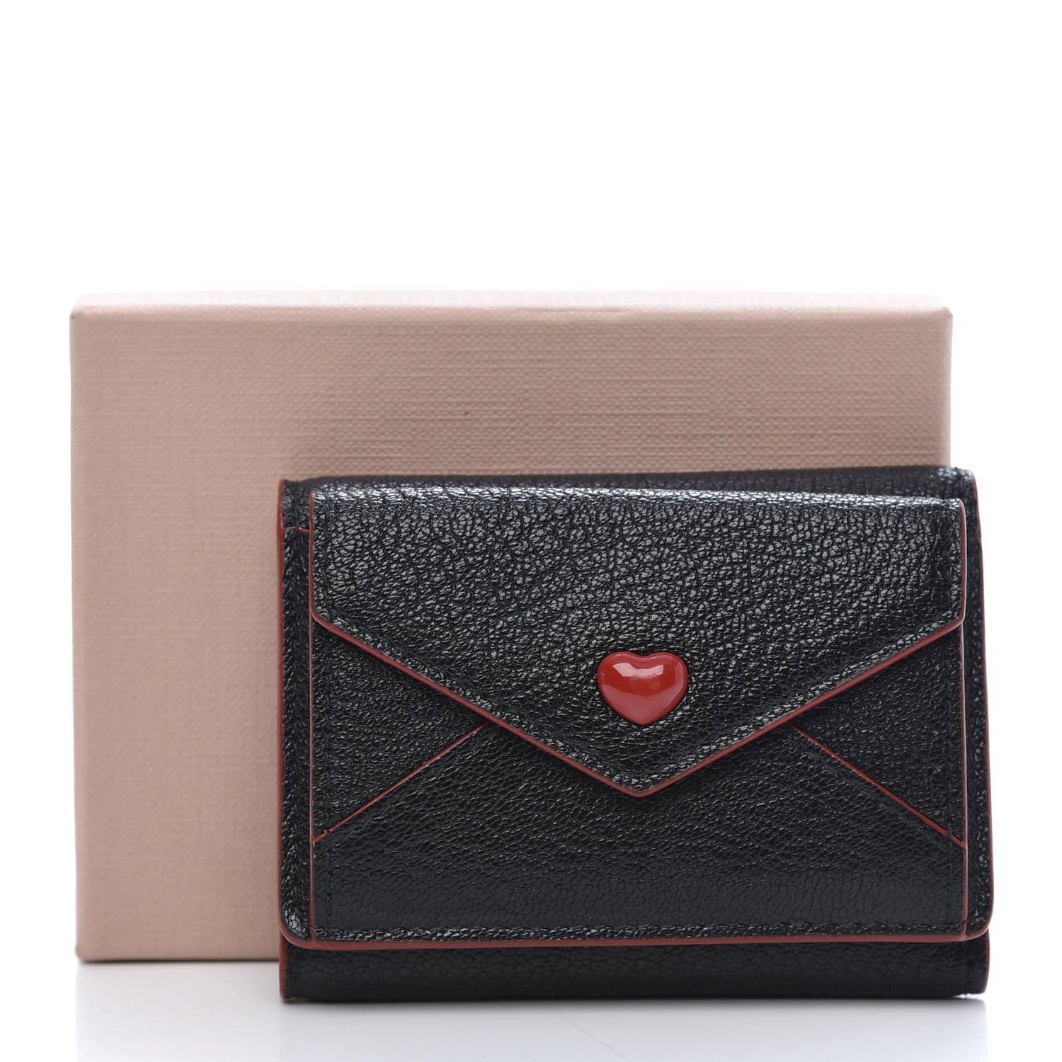 Miu Miu Goatskin Madras Love Wallet Black 7 of 7