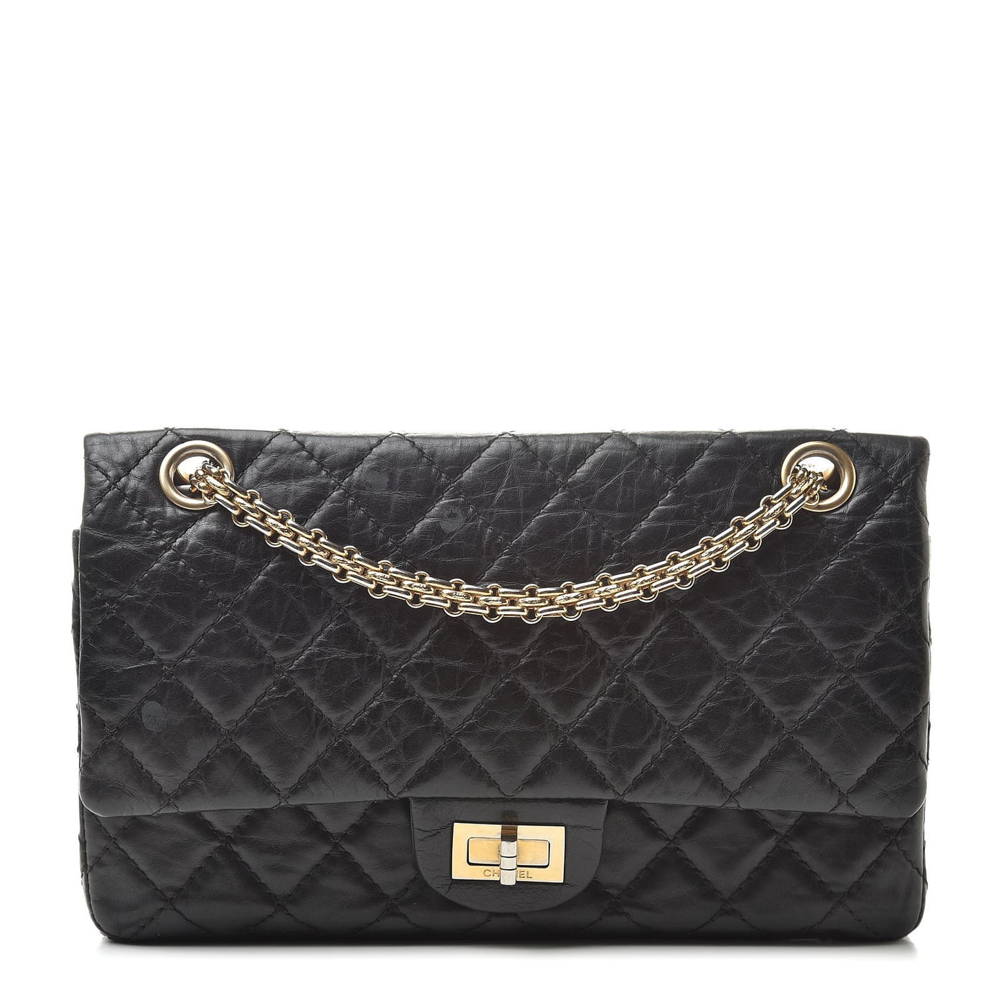 Aged Calfskin Quilted 2.55 Reissue 225 Flap Black