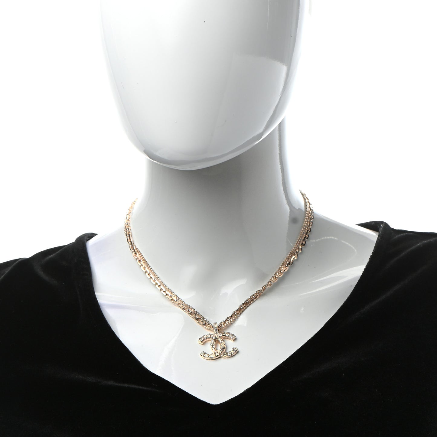 Crystal CC Multi Strand Chain Necklace Gold