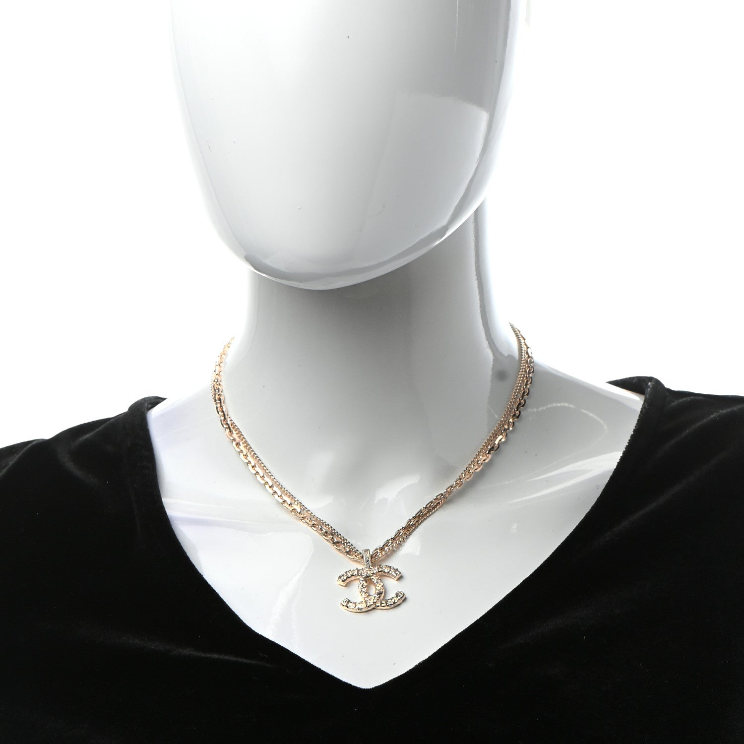 Chanel Crystal CC Multi Strand Chain Necklace Gold 2 of 5