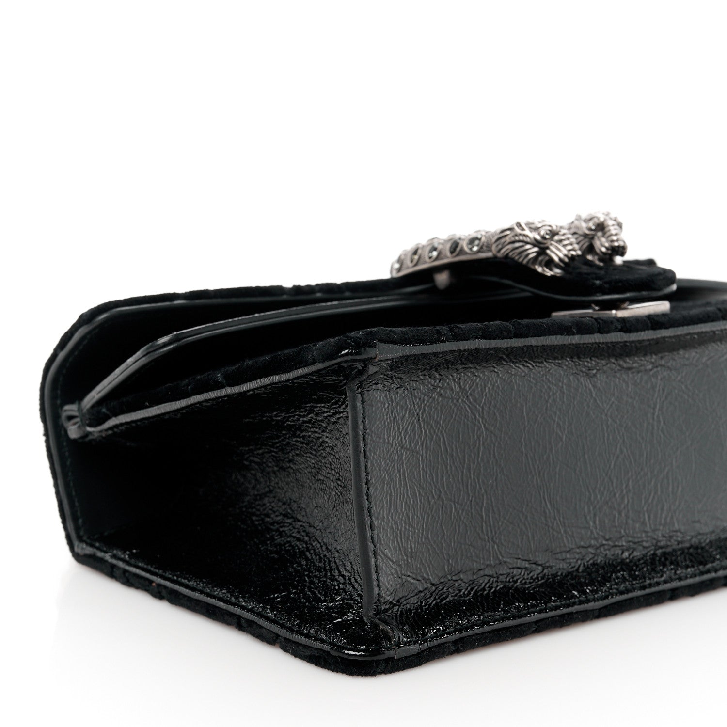Gucci Velvet Skipper Crystal GG Monogram Small Dionysus Shoulder Bag Black Black Diamond 10 of 11