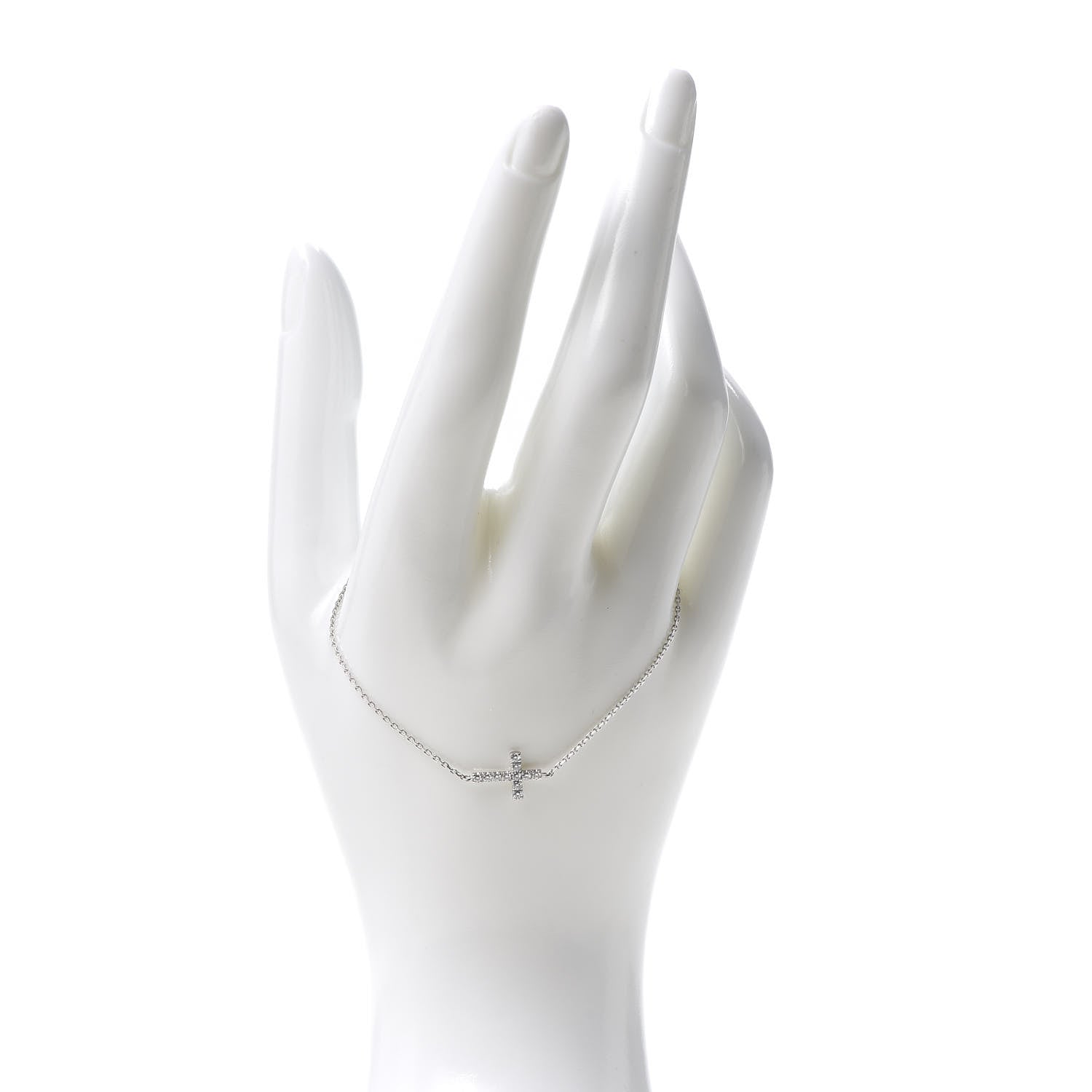 Cartier 18K White Gold Diamond Symbols Cross Bracelet 2 of 5