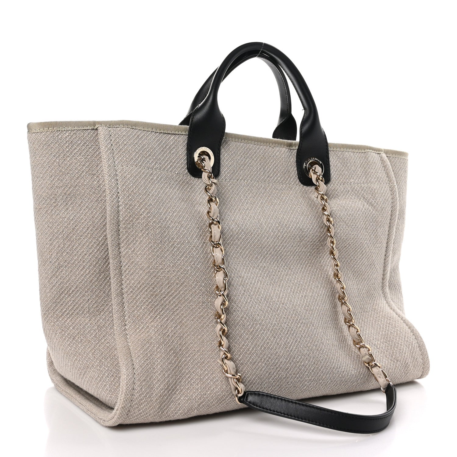 Chanel Mixed Fibers Medium Deauville Tote Beige Black 4 of 10