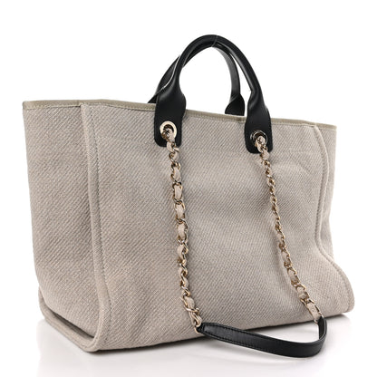 Chanel Mixed Fibers Medium Deauville Tote Beige Black 4 of 10