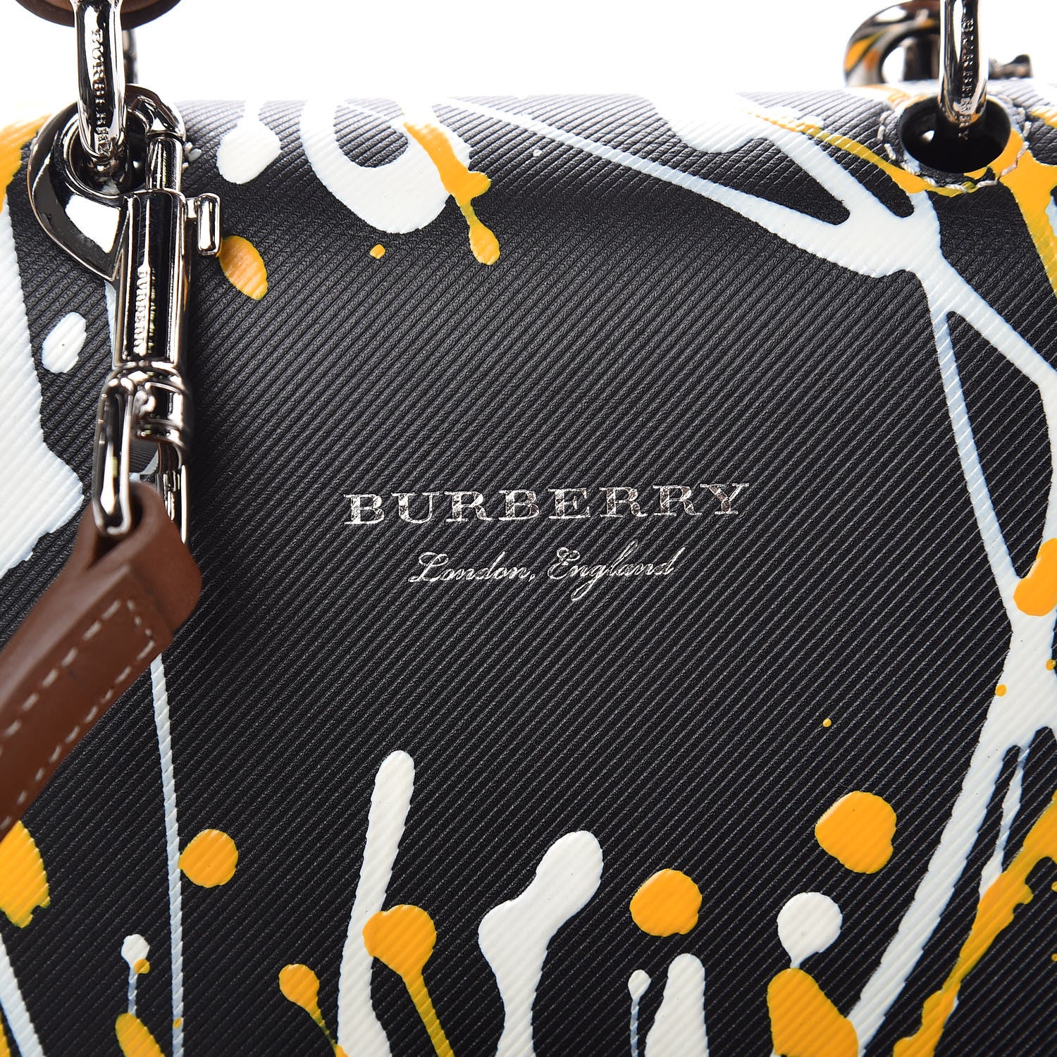 Burberry Trench Calfskin Splash Print Mini DK88 Top Handle Bag Black 10 of 10