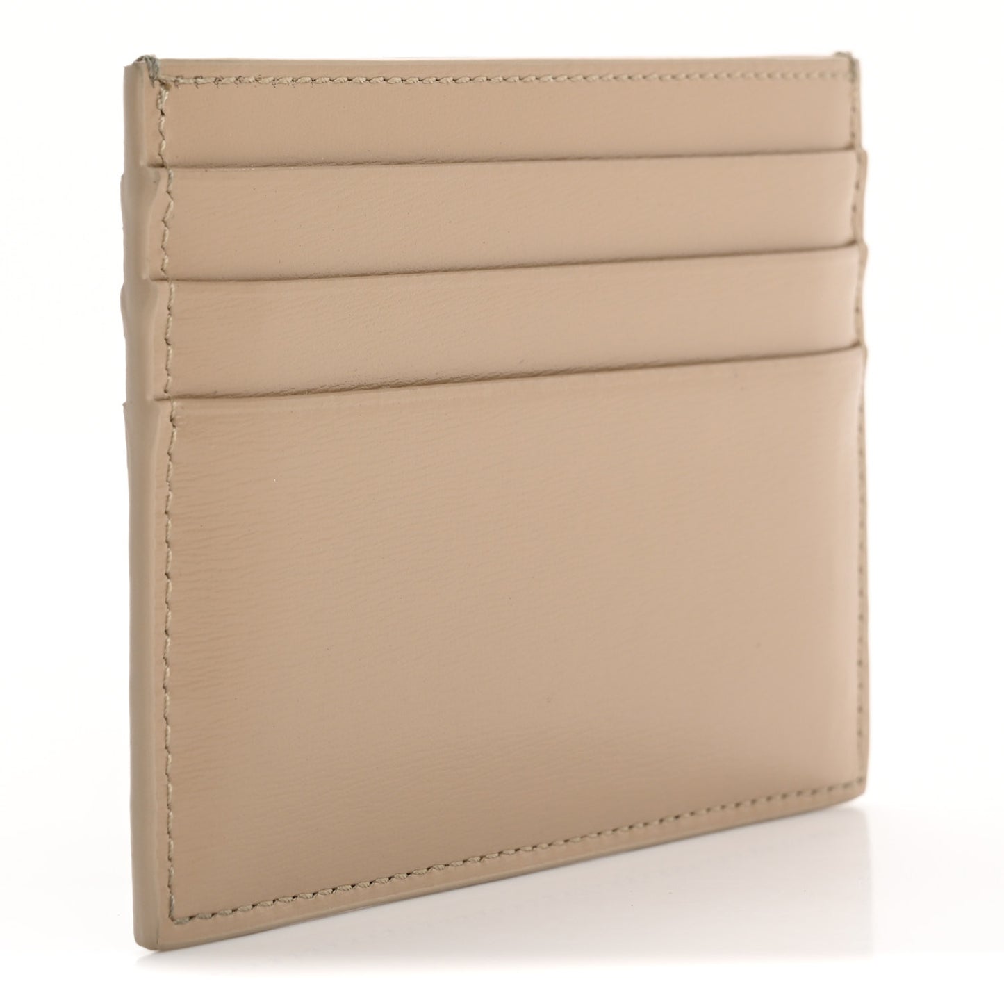 Shiny Calfskin Triomphe Card Holder Taupe
