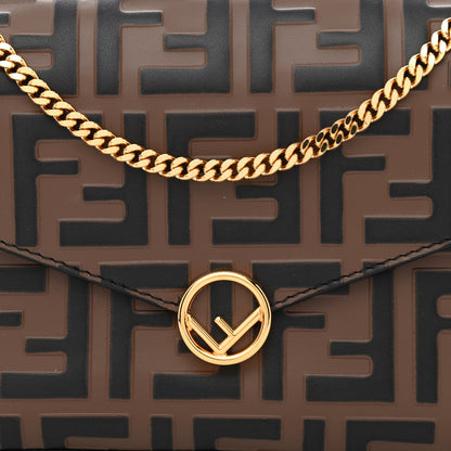 Fendi Vitello Soft F is Fendi Bi-Color FF 1974 Embossed Envelope Wallet On Chain with Pouches Maya Black 9 of 12