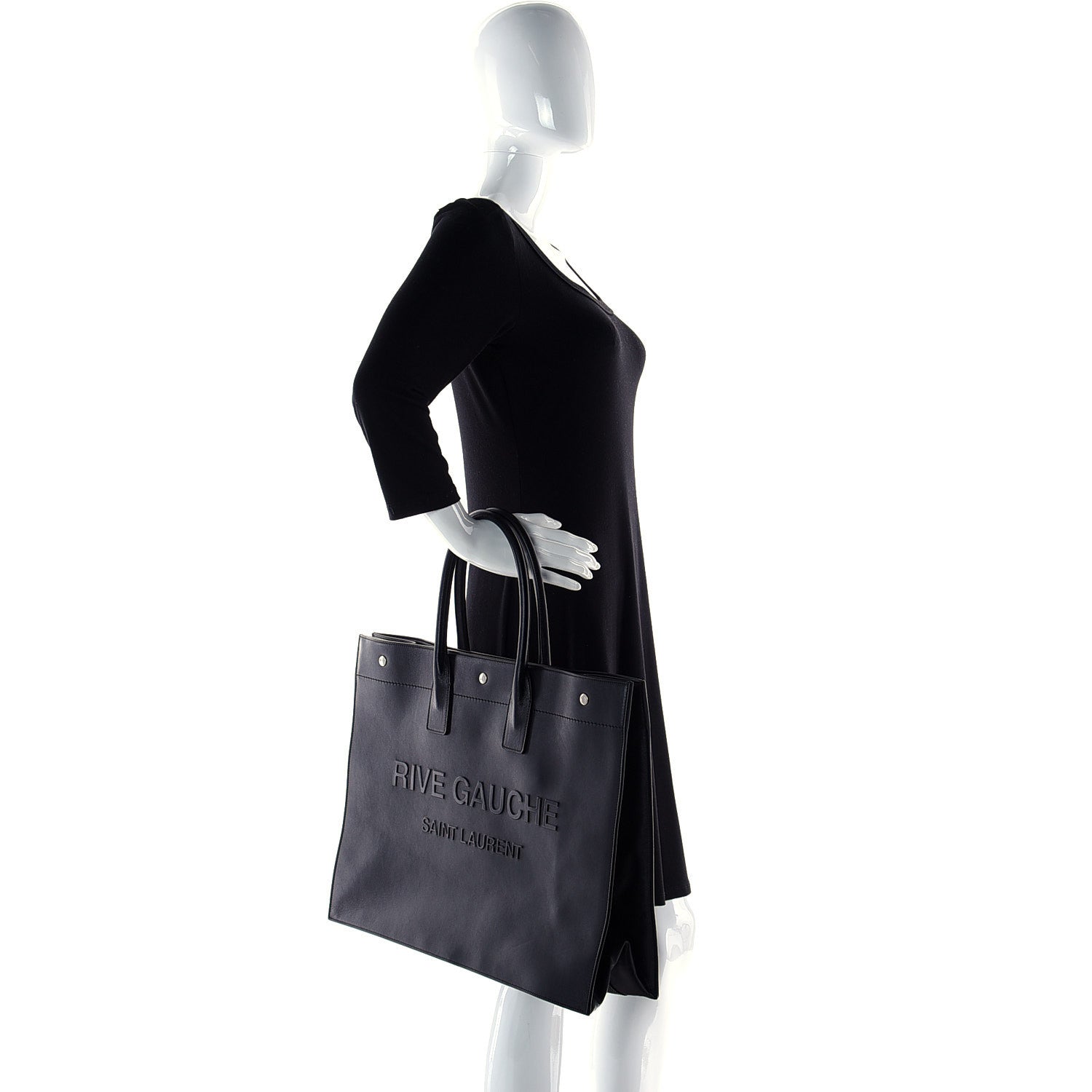 Saint Laurent Vitello Rive Gauche Large Tote Black 2 of 12