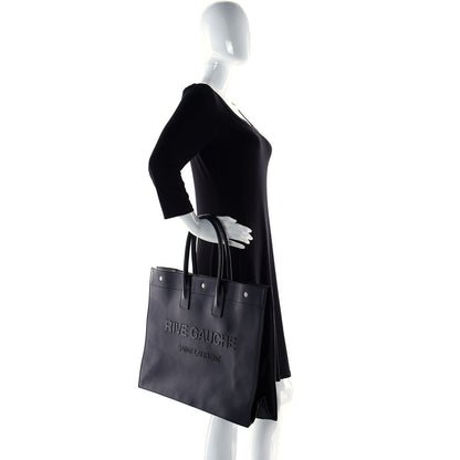 Saint Laurent Vitello Rive Gauche Large Tote Black 2 of 12