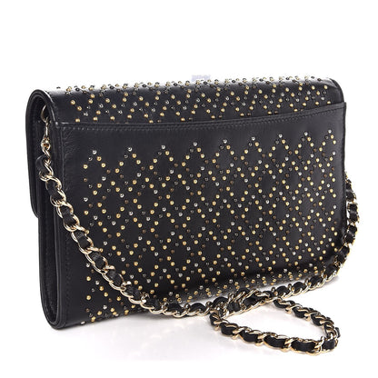 Chanel Lambskin Studded Wallet on Removable Chain Black 3 of 10