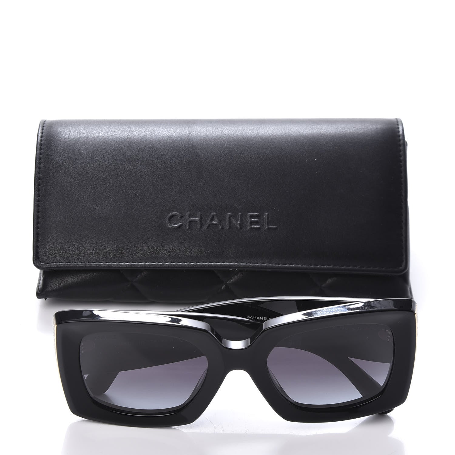 Chanel Acetate Rectangle Sunglasses 5435 Black 8 of 8