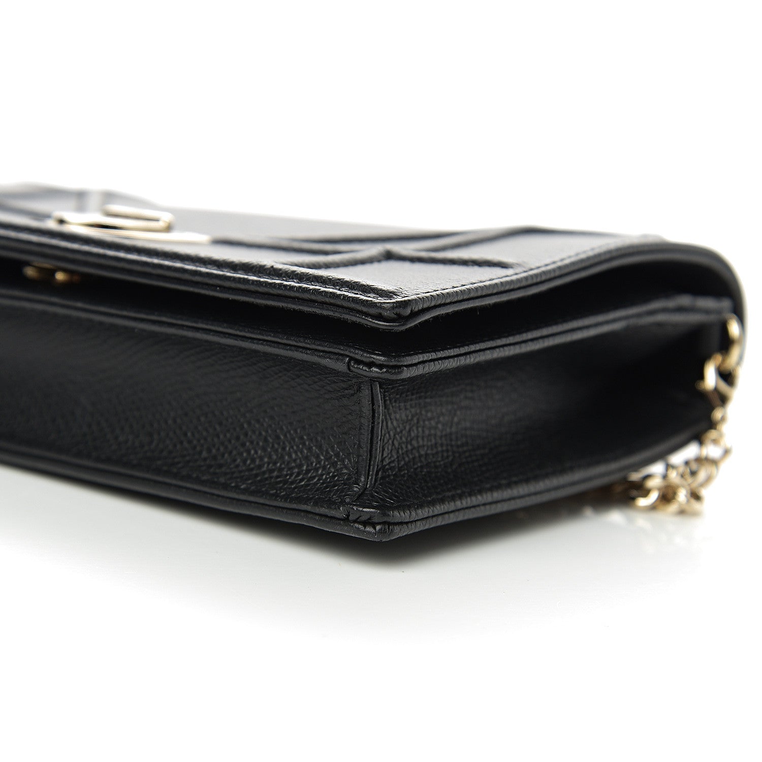 Christian Dior Grained Calfskin Diorama Wallet on Chain Pouch Black 7 of 8