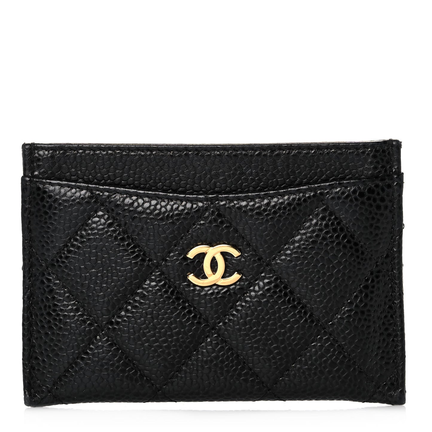 Caviar Quilted Card Holder Black