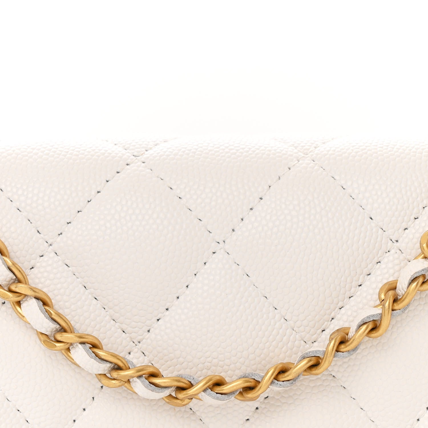 Chanel Caviar Quilted Camellia Clutch With Chain White 9 of 13