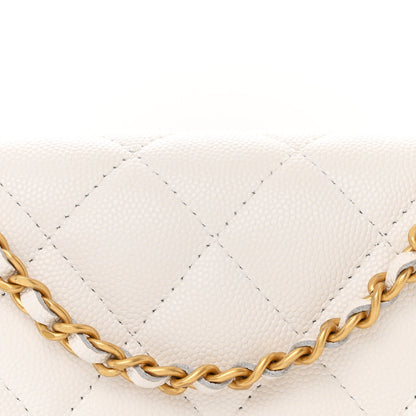 Chanel Caviar Quilted Camellia Clutch With Chain White 9 of 13