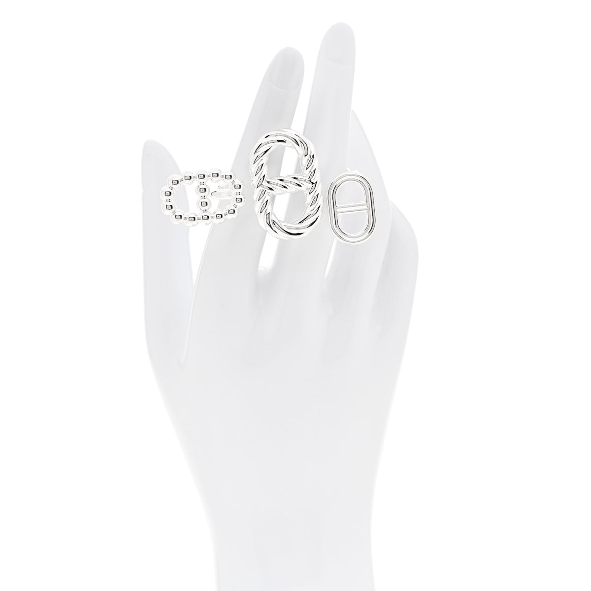 Hermes Sterling Silver Chaine d'Ancre Alea II Double Ring 56 7.5 2 of 4