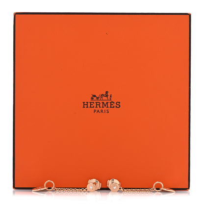 Hermes 18K Rose Gold Diamond Gambade Clou de Selle Earrings 5 of 5