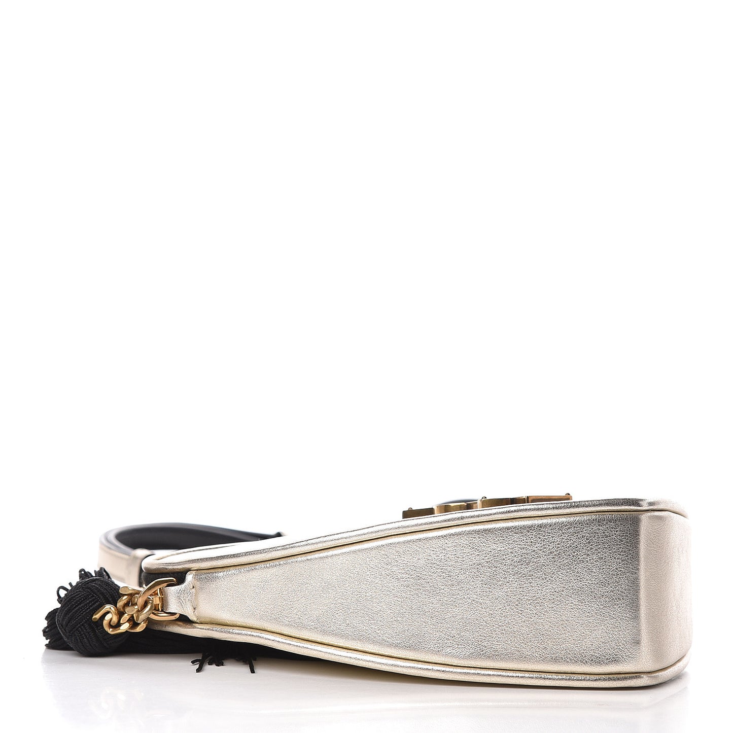 Metallic Calfskin Heart Monogram Crossbody Silver