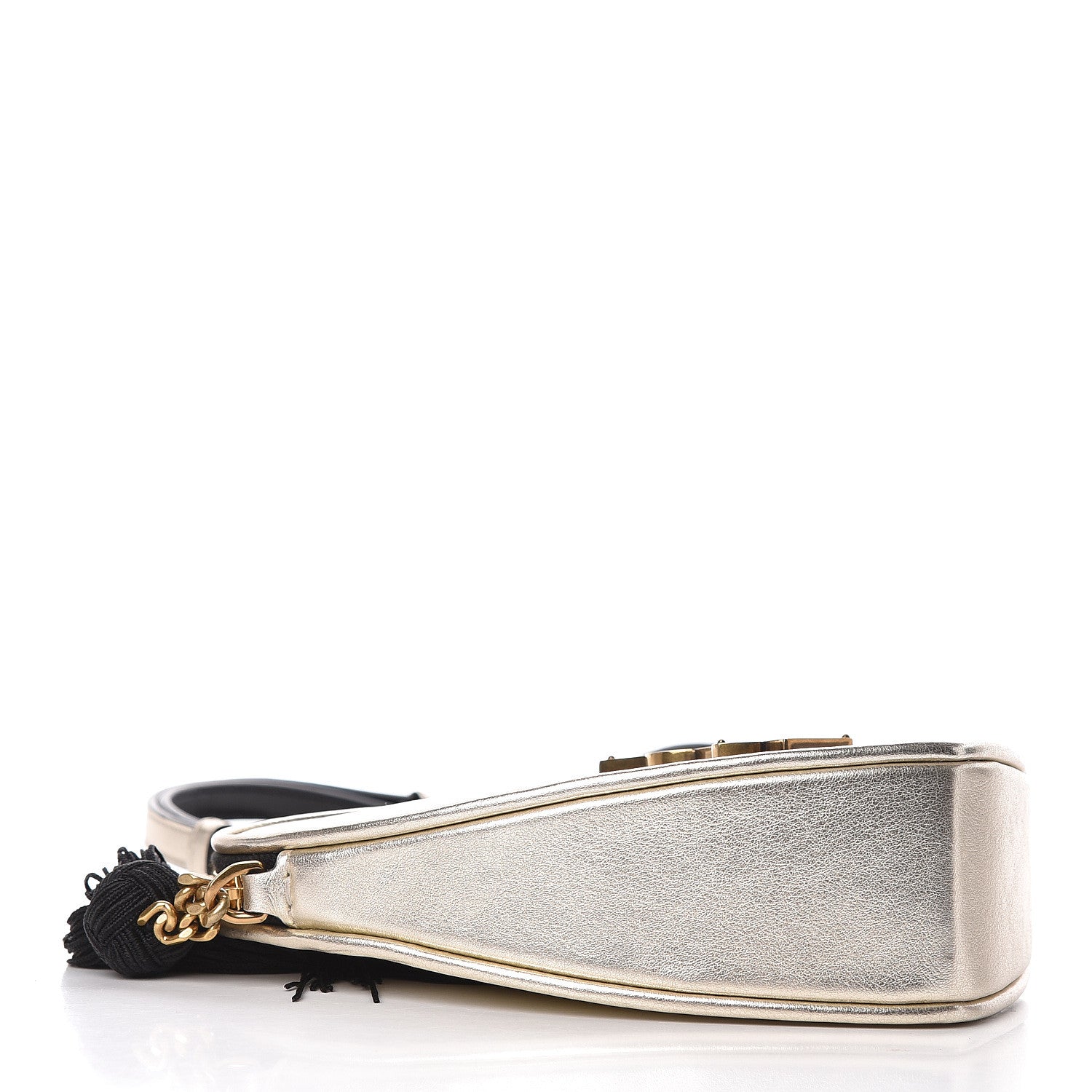 Saint Laurent Metallic Calfskin Heart Monogram Crossbody Silver 4 of 9