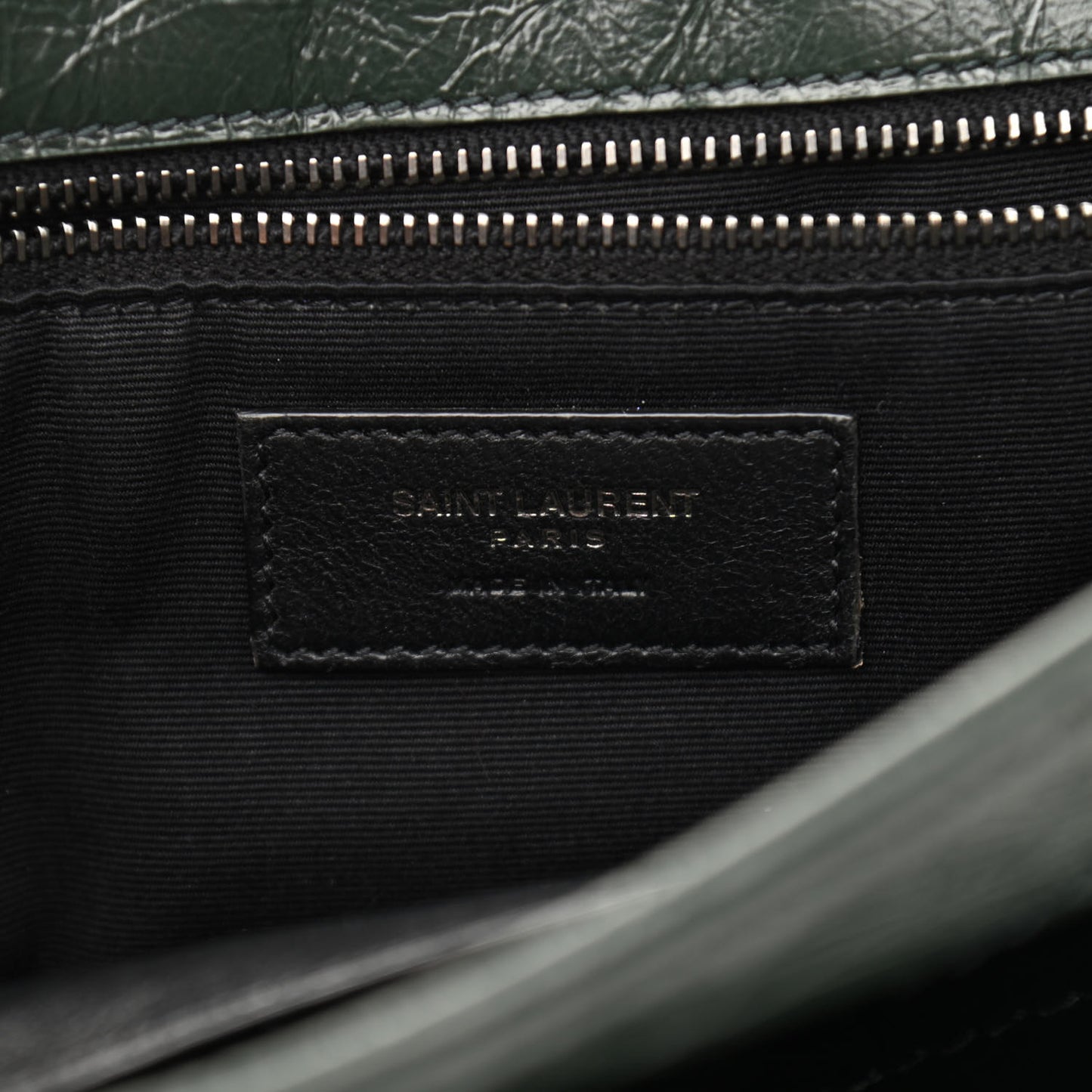 Crinkled Calfskin Matelasse Monogram Medium Niki Chain Satchel Military Olive