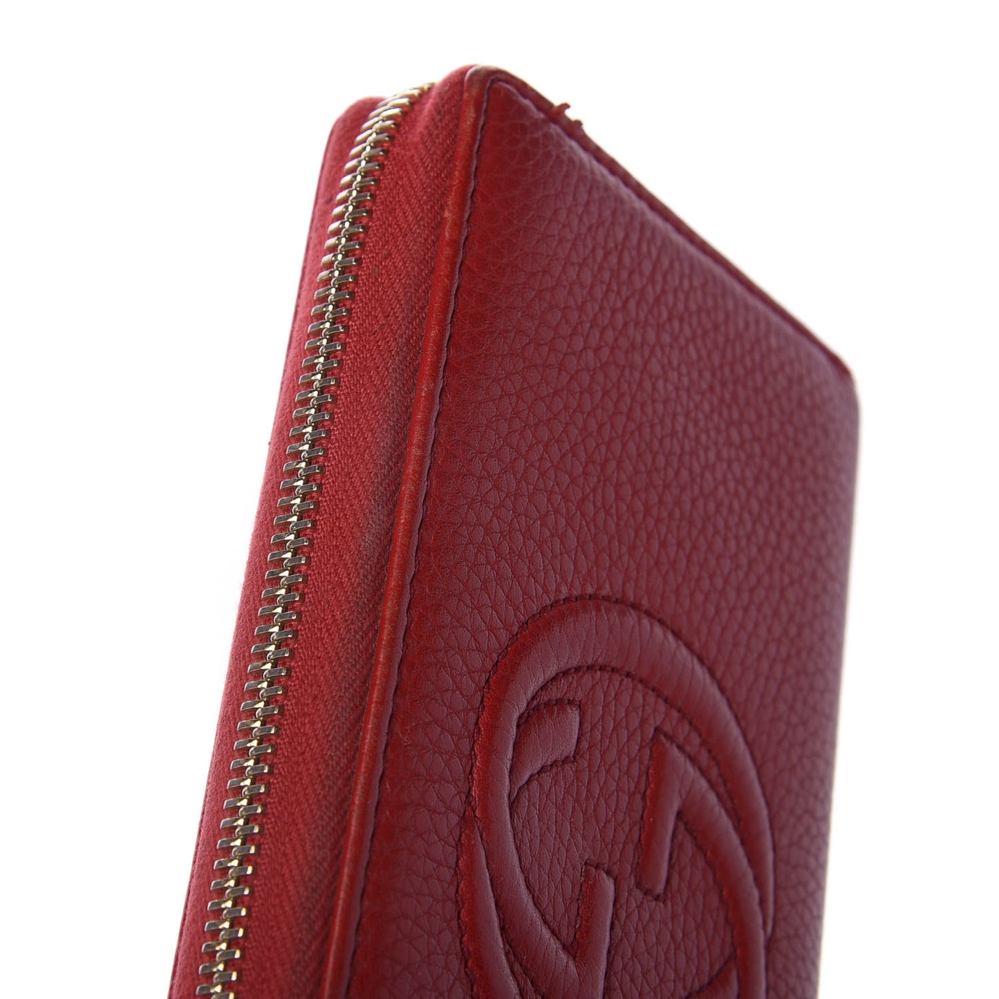 Pebbled Calfskin Soho Zip Around Wallet Red