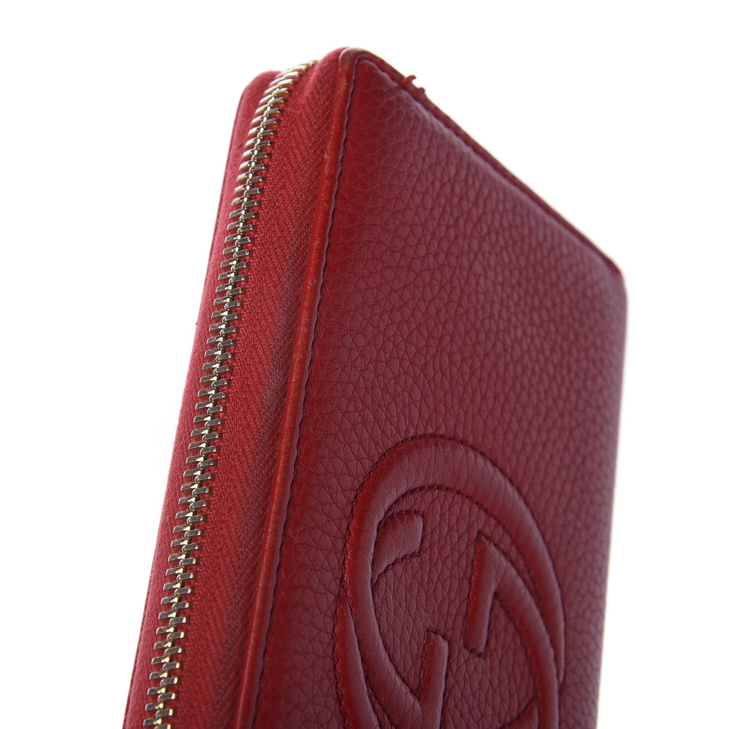Gucci Pebbled Calfskin Soho Zip Around Wallet Red 9 of 10