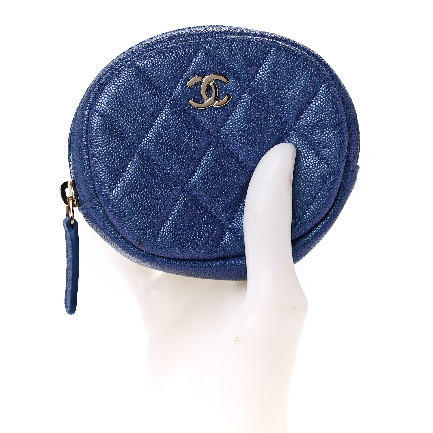 Chanel Iridescent Caviar Quilted Zip Around Classic Coin Purse Blue 2 of 11