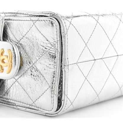 Chanel Metallic Aged Calfskin Quilted Mini Chanel 25 Handbag Silver 9 of 11