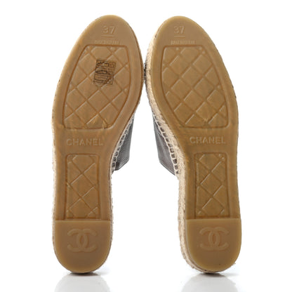 Chanel Calfskin CC Espadrille Mules 37 Dark Beige 5 of 7