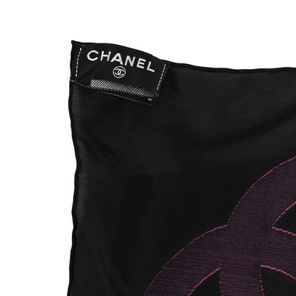 Chanel Silk CC Stole Black Turquoise Purple Fuschia 3 of 3
