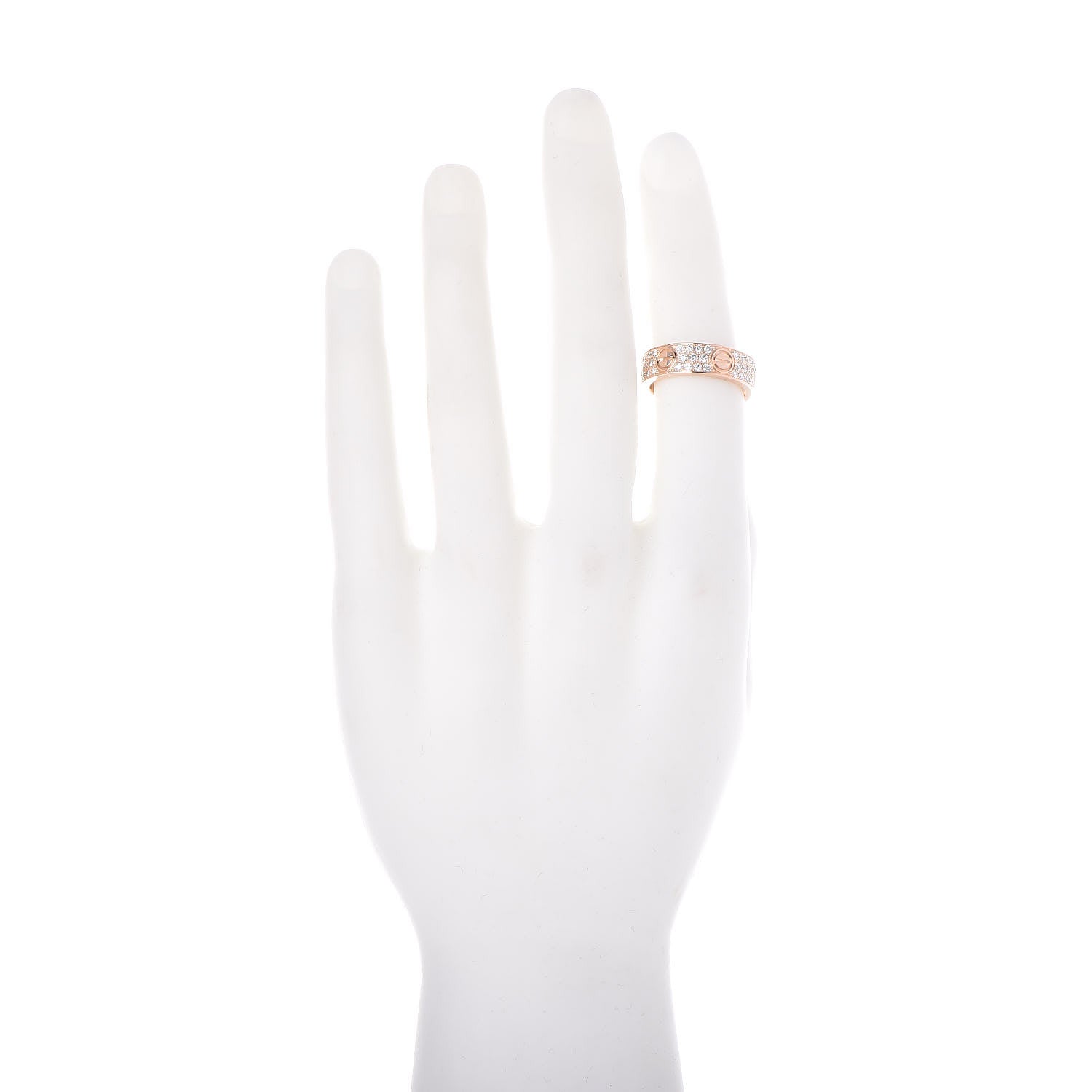 Cartier 18K Pink Gold Diamond 6.5mm LOVE Paved Ring 60 9 2 of 6