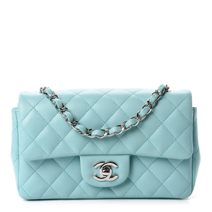 Chanel Lambskin Quilted Mini Rectangular Flap Light Blue 1 of 11